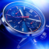 Tag Heuer Carrera Chronograph Blue Dial Blue Leather Strap Watch for Men - CBN201D.FC6543 Buy Now By Tag Heuer