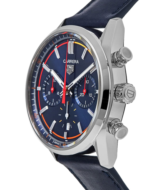 Tag Heuer Carrera Chronograph Blue Dial Blue Leather Strap Watch for Men - CBN201D.FC6543 Buy Now By Tag Heuer