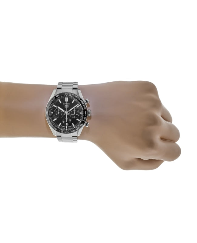 Tag Heuer Carrera Automatic Chronograph Black Dial Silver Steel Strap Watch for Men - CBN2A1B.BA0643 Buy Now By Tag Heuer