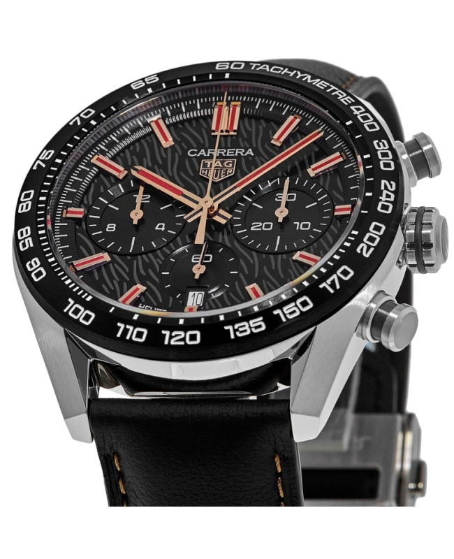 Tag Heuer Carrera Year of The Rabbit Automatic Chronograph Black Dial Black Leather Strap Watch for Men - CBN2A1L.FC6521 Buy Now By Tag Heuer