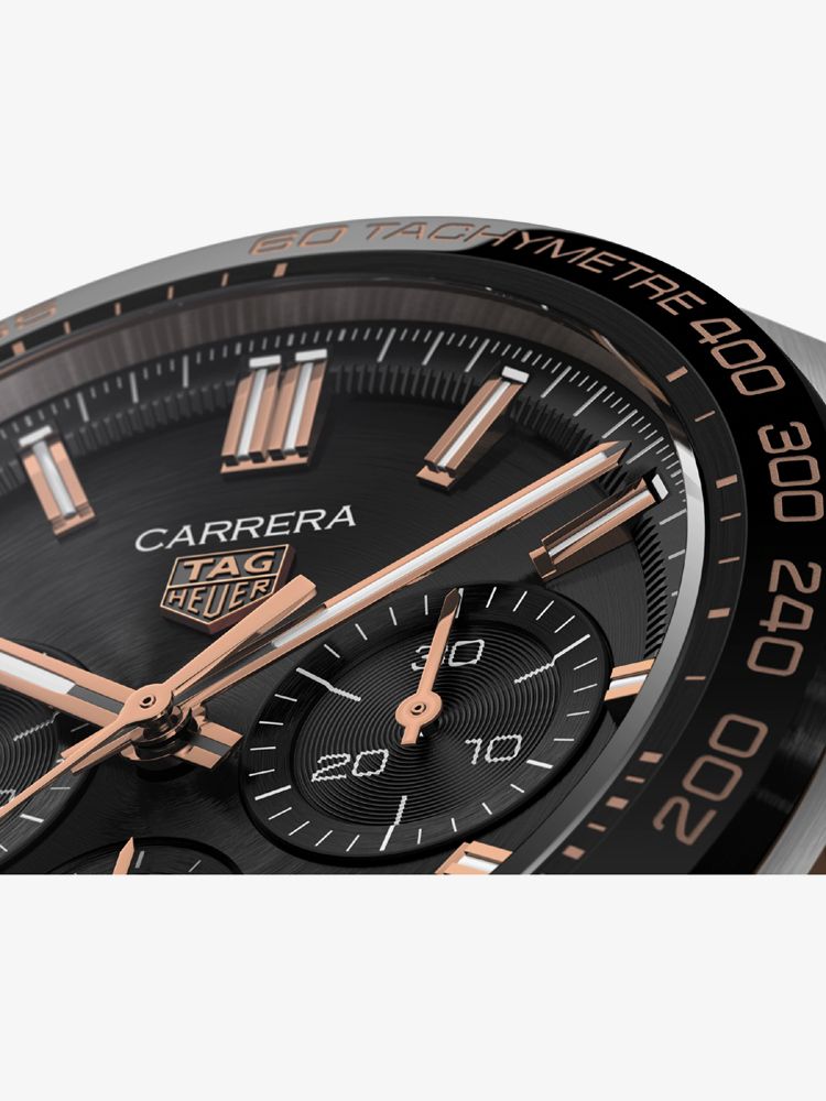 Tag Heuer Carrera Chronograph Black Dial Black Leather Strap Watch for Men - CBN2A5A.FC6481 Buy Now By Tag Heuer