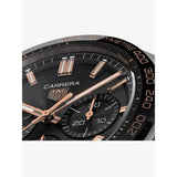 Tag Heuer Carrera Chronograph Black Dial Black Leather Strap Watch for Men - CBN2A5A.FC6481 Buy Now By Tag Heuer