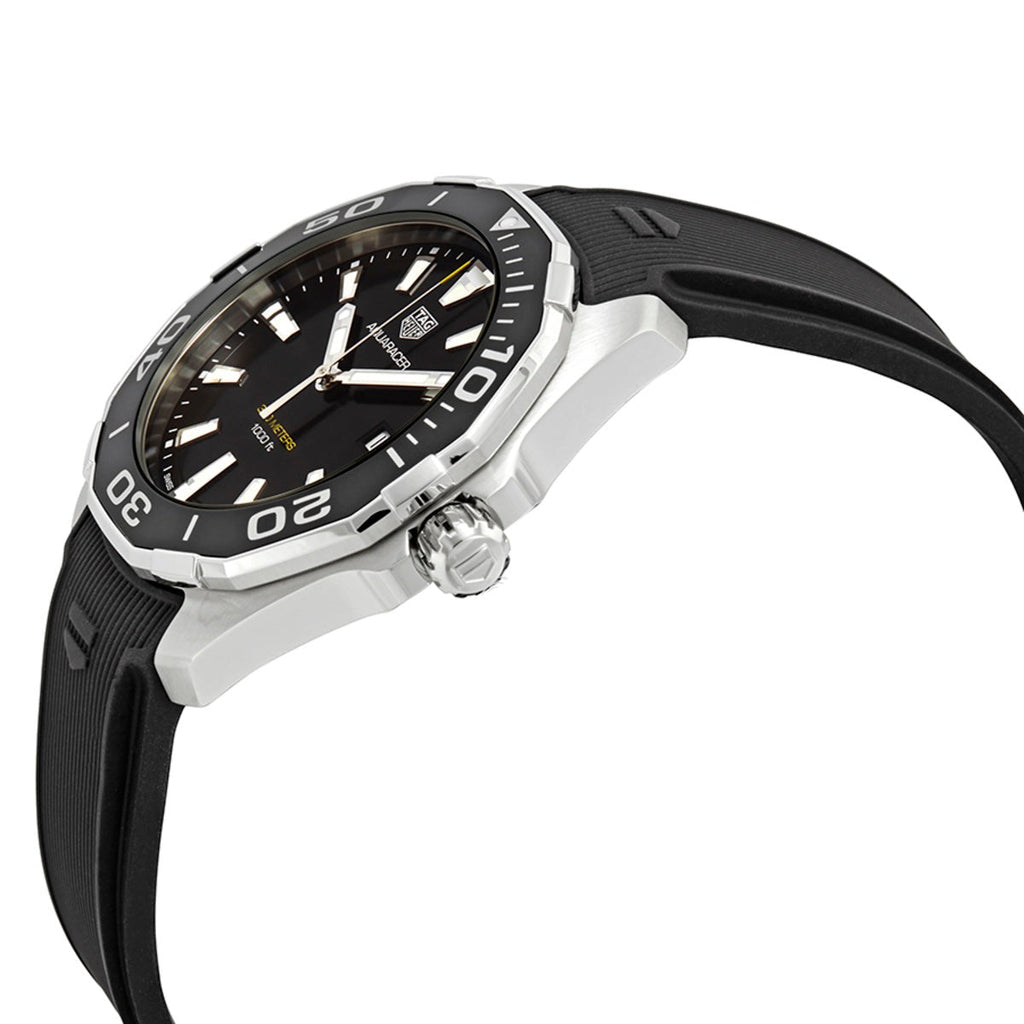Tag Heuer Aquaracer Quartz Black Dial Black Rubber Strap Watch for Men - WAY101A.FT6141 Buy Now By Tag Heuer