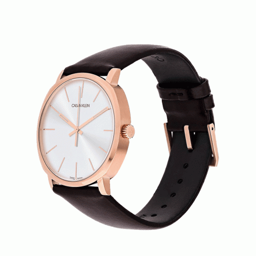 Calvin Klein Posh Silver Dial Brown Leather Strap Watch for Men - K8Q316G6 Buy Now By Calvin Klein