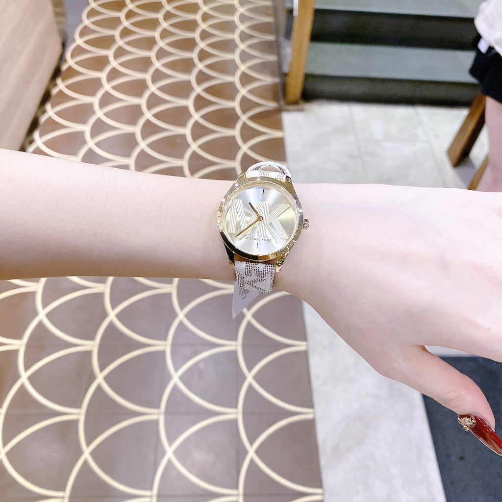Michael Kors Jaycie Quartz Gold Dial White Leather Strap Watch for Women - MK2861 Buy Now By Michael Kors