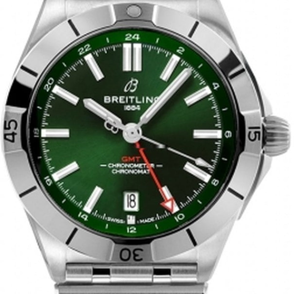 Breitling Chronomat GMT 40 Green Dial Silver Steel Strap Watch for Men - A32398101L1A1 Buy Now By Breitling