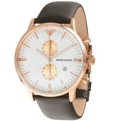 Emporio Armani Gianni Classic Chronograph White Dial Brown Leather Strap Watch For Men - AR0398 Buy Now By Emporio Armani