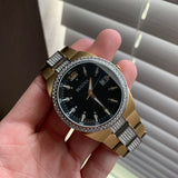 Bulova Crystal Black Dial Two Tone Steel Strap Watch for Men - 98B235 Buy Now By Bulova