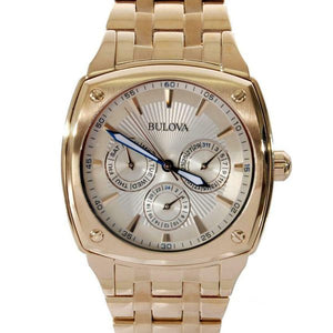Bulova Multifunction White Dial Gold Steel Strap Watch for Men - 97C105 Buy Now By Bulova