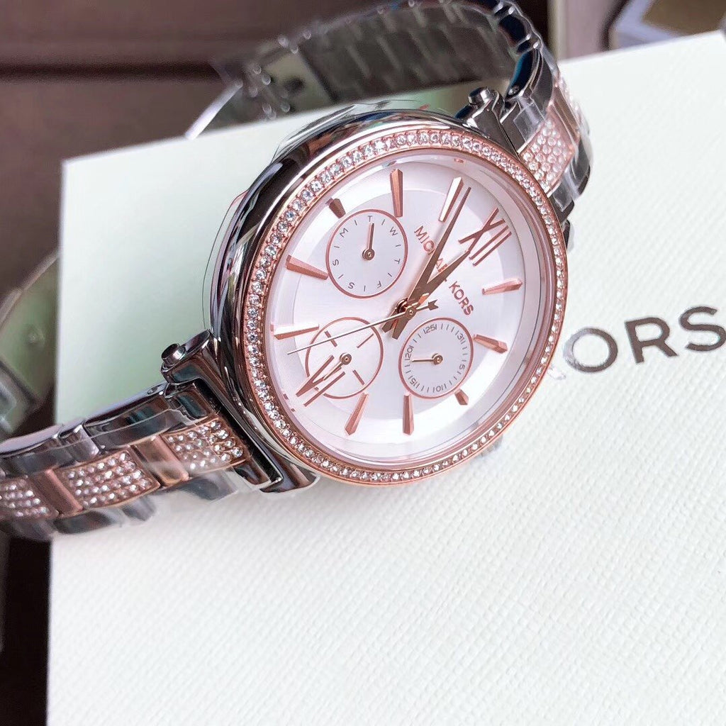 Michael Kors Sofie Chronograph White Dial Two Tone Steel Strap Watch For Women - MK4353 Buy Now By Michael Kors