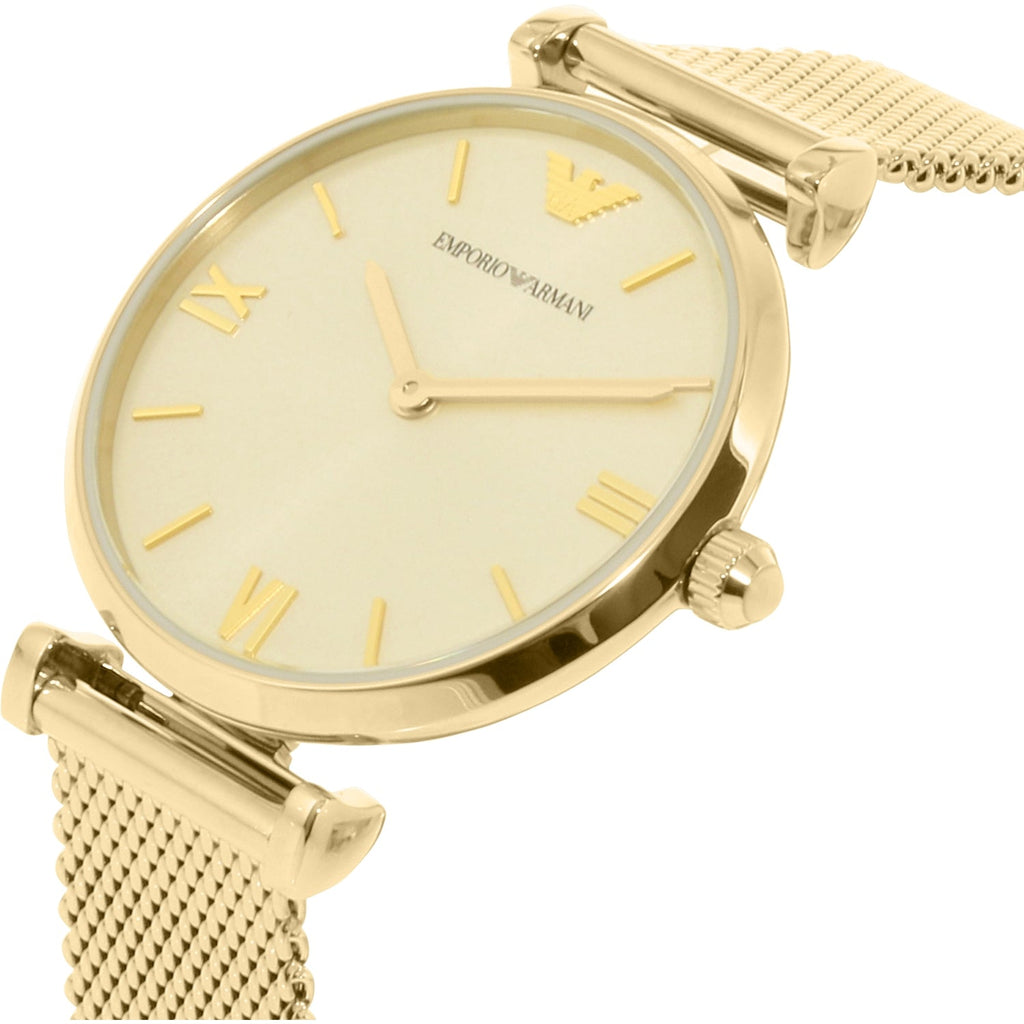 Emporio Armani Retro Gold Dial Gold Mesh Bracelet Watch For Women - AR1957 Buy Now By Emporio Armani