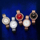 Swarovski Crystalline Chic Red Dial Rose Gold Steel Strap Watch for Women - 5547608 Buy Now By Swarovski