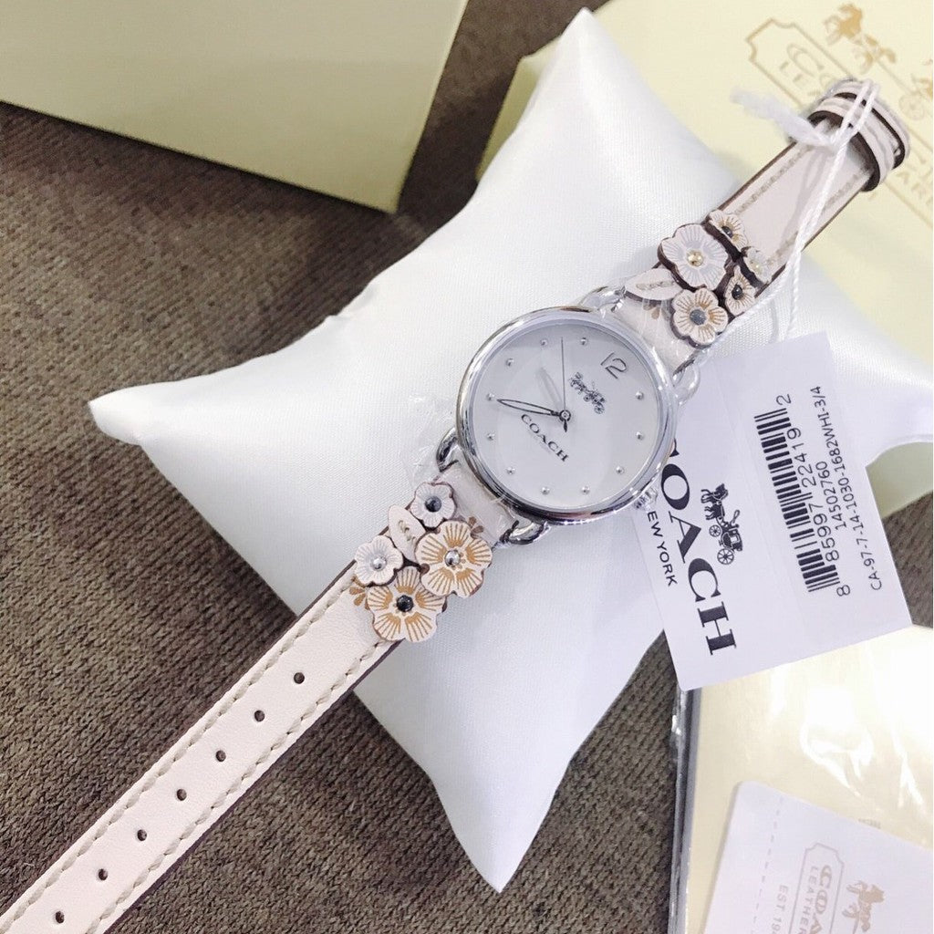 Coach Delancey White Dial Floral White Leather Strap Watch for Women - 14502760 Buy Now By Coach