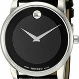 Movado Museum Classic Black Dial Black Leather Strap Watch For Women - 0606503 Buy Now By Movado