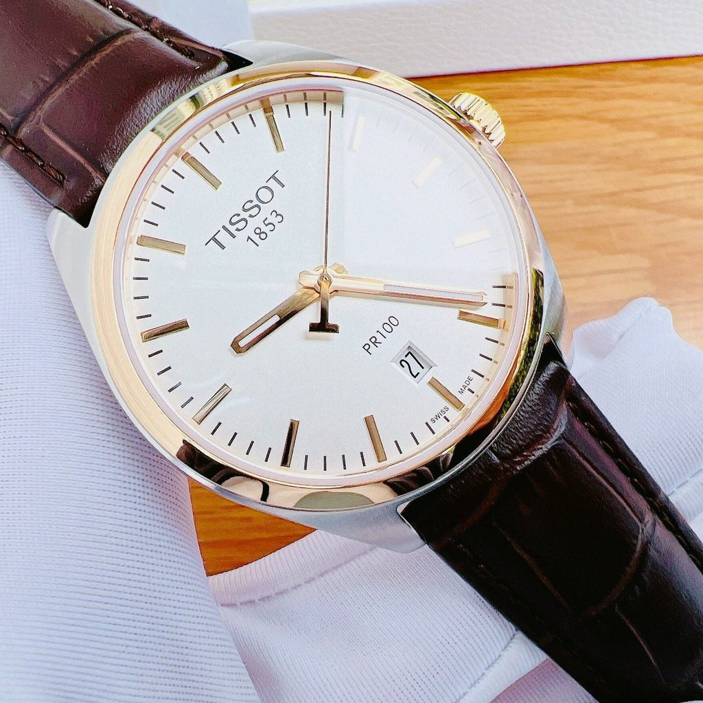 Tissot T Classic PR 100 Quartz White Dial Brown Leather Strap Watch for Men - T101.410.26.031.00 Buy Now By Tissot