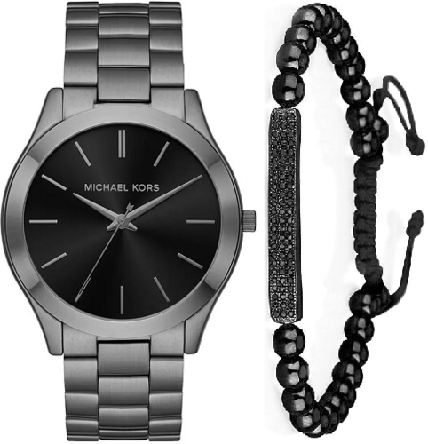 Michael Kors Slim Runway Quartz Black Dial Grey Steel Strap Watch For Men - MK1044 Buy Now By Michael Kors