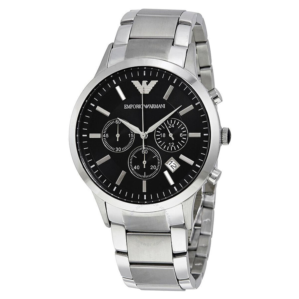 Emporio Armani Classic Chronograph Black Dial Silver Steel Strap Watch For Men - AR2434 Buy Now By Emporio Armani