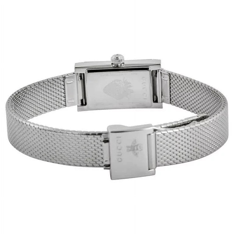 Gucci G Frame Quartz Diamonds Green & Red Mother of Pearl Dial Silver Mesh Bracelet Watch For Women - YA147510 Buy Now By Gucci