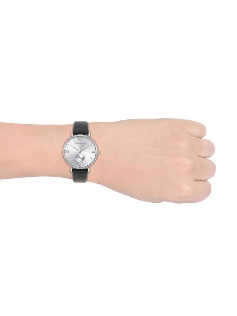 Emporio Armani Kappa White Mother of Pearl Dial Black Leather Strap Watch For Women - AR2509 Buy Now By Emporio Armani