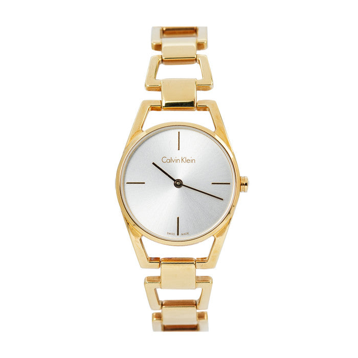 Calvin Klein Dainty White Dial Gold Steel Strap Watch for Women - K7L23546 Buy Now By Calvin Klein