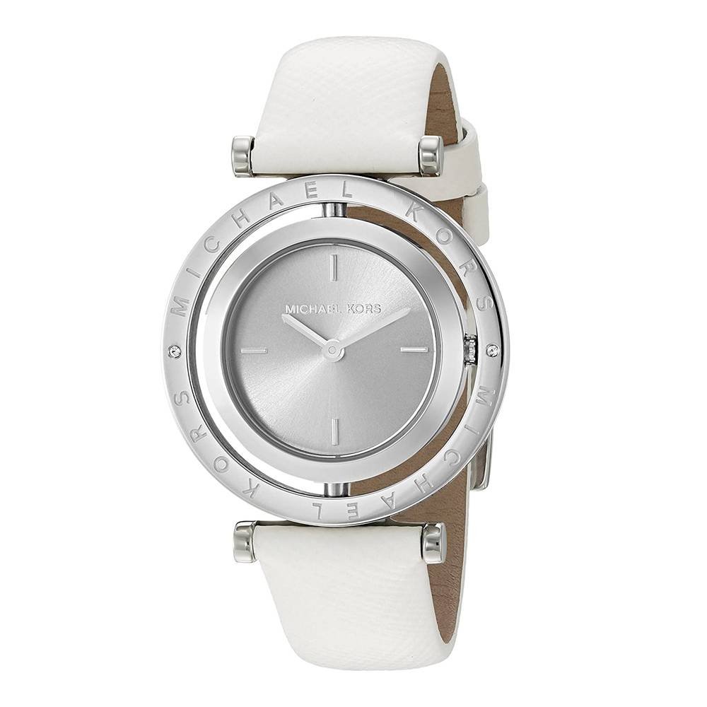 Michael Kors Averi Silver Dial White Leather Strap Watch for Women - MK2524 Buy Now By Michael Kors