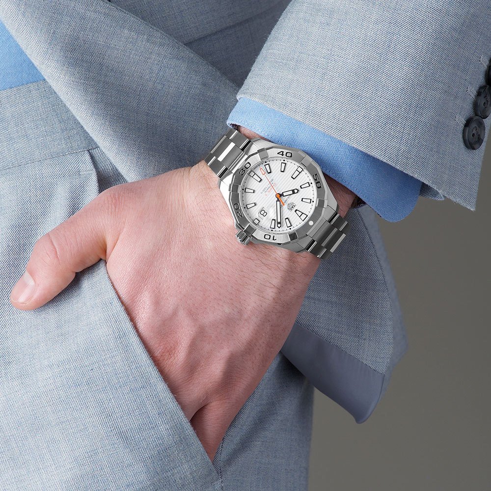 Tag Heuer Aquaracer Calibre 5 Automatic White Dial Silver Steel Strap Watch for Men - WAY2013.BA0927 Buy Now By Tag Heuer