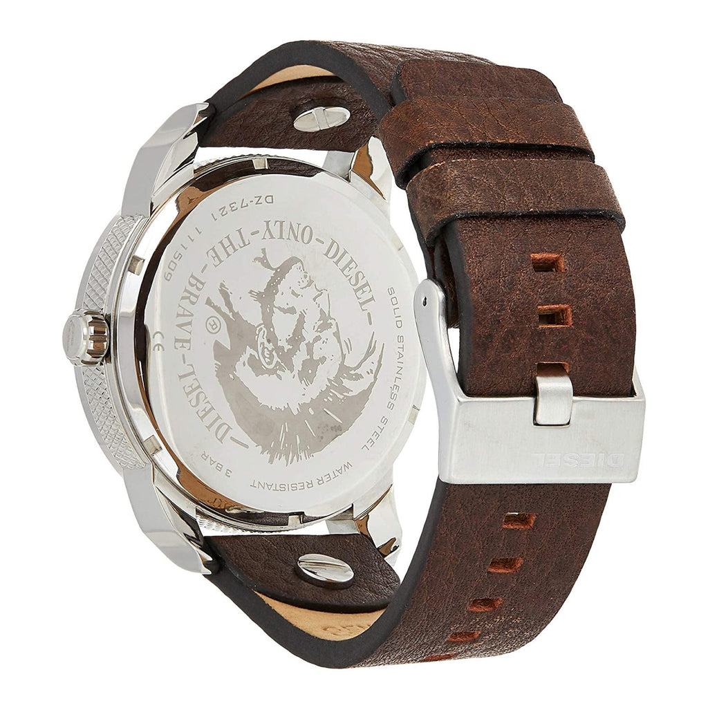 Diesel Mini Daddy LIght Blue Dial Brown Leather Strap Watch For Men - DZ7321 Buy Now By Diesel