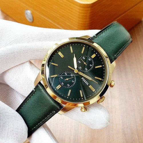 Fossil Townsman Chronograph Green Dial Green Leather Strap Watch for Men - FS5599 Buy Now By Fossil