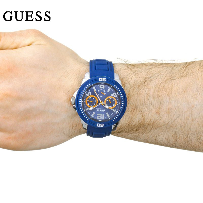 Guess Trade Blue Dial Blue Silicone Strap Watch for Men - W0967G2 Buy Now By Guess