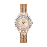 Guess Soiree Diamonds Rose Gold Dial Rose Gold Mesh Bracelet Watch for Women - GW0402L3 Buy Now By Guess