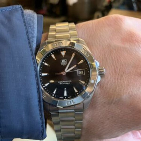 Tag Heuer Aquaracer Quartz Black Dial Silver Steel Strap Watch for Men - WAY1110.BA0928 Buy Now By Tag Heuer