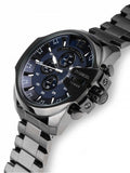 Diesel Mega Chief Chronograph Blue Dial Black Steel Strap Watch For Men - DZ4329 Buy Now By Diesel