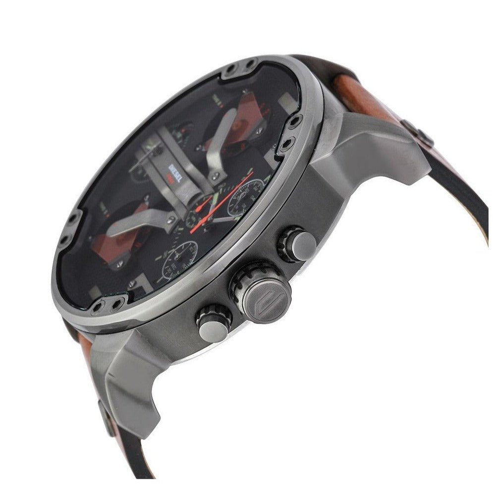 Diesel Mr Daddy 2.0 Chronograph Black Dial Brown Leather Strap Watch For Men - DZ7332 Buy Now By Diesel