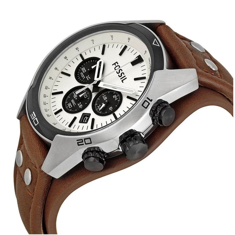 Fossil Coachman Chronograph White Dial Brown Leather Strap Watch for Men - CH2890 Buy Now By Fossil