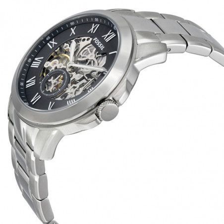 Fossil Grant Skeleton Black Dial Silver Steel Strap Watch for Men - ME3055 Buy Now By Fossil