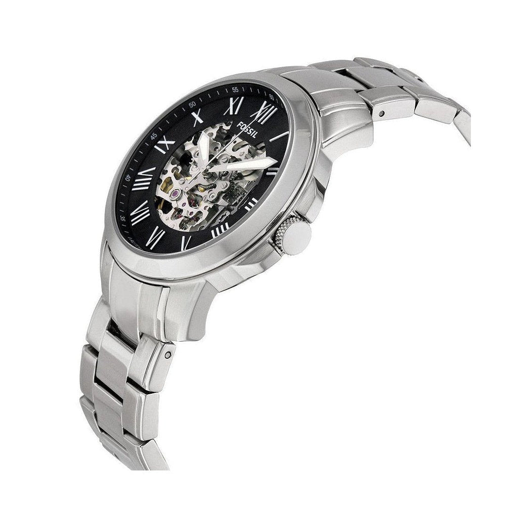Fossil Grant Automatic Skeleton Black Dial Silver Steel Strap Watch for Men - ME3103 Buy Now By Fossil