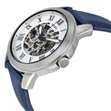 Fossil Grant Automatic Skeleton Silver Dial Blue Leather Strap Watch for Men - ME3111 Buy Now By Fossil