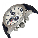 Fossil Nate Chronograph White Dial Blue Leather Strap Watch for Men - JR1480 Buy Now By Fossil