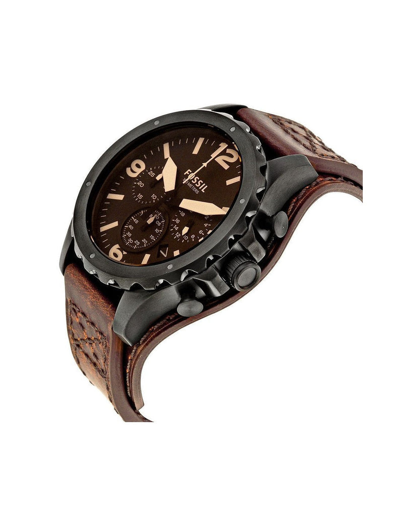 Fossil Nate Chronograph Brown Dial Brown Leather Strap Watch for Men - JR1511 Buy Now By Fossil