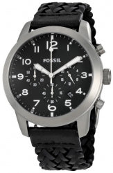 Fossil Pilot 54 Chronograph Black Dial Black Leather Strap Watch for Men - FS5181 Buy Now By Fossil