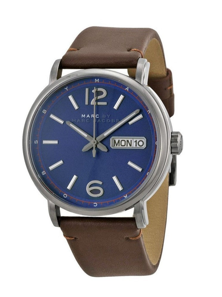 Marc Jacobs Fergus Blue Dial Brown Leather Strap Watch for Men - MBM5078 Buy Now By Marc Jacobs