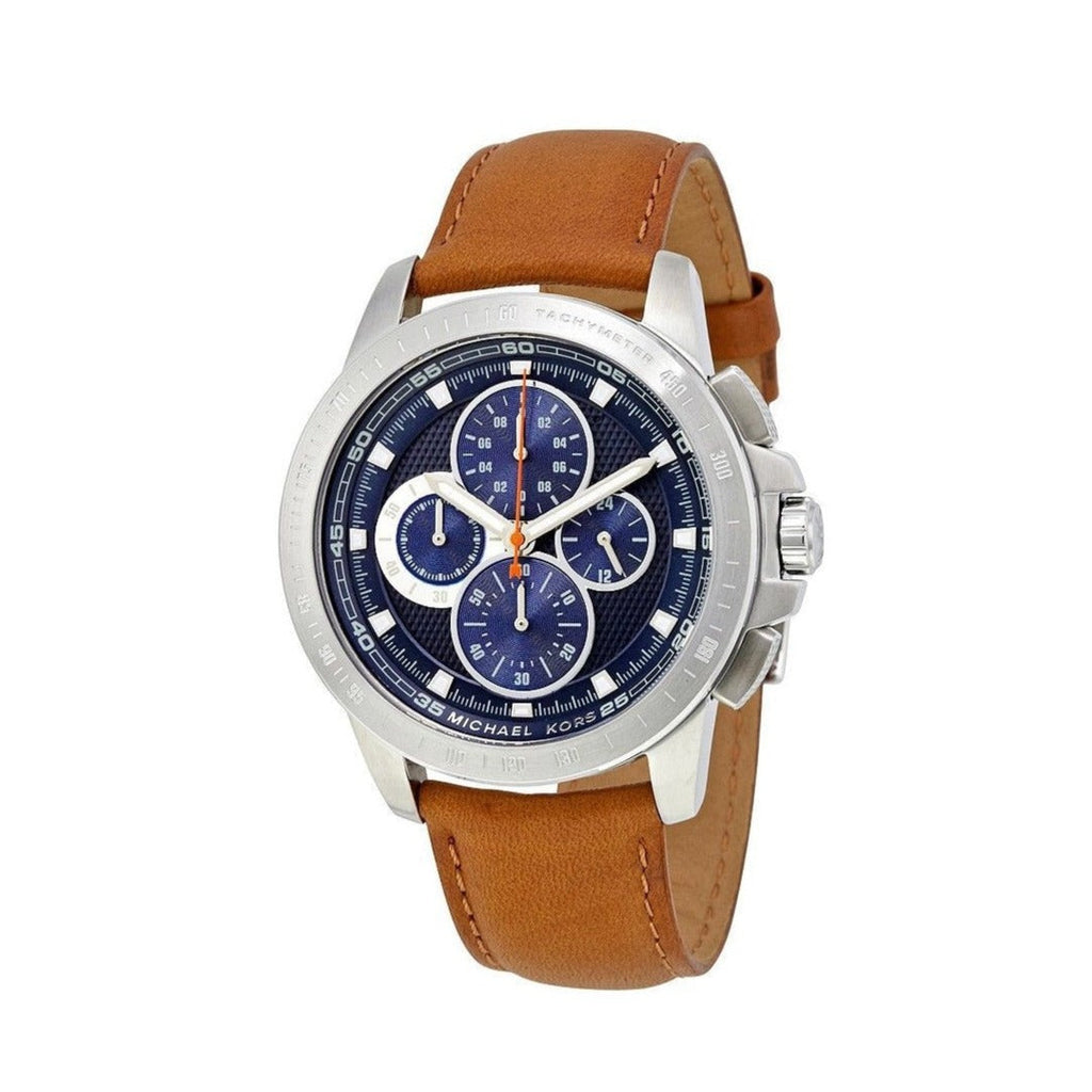 Michael Kors Ryker Chronograph Analog Blue Dial Brown Leather Strap Watch For Men - MK8518 Buy Now By Michael Kors