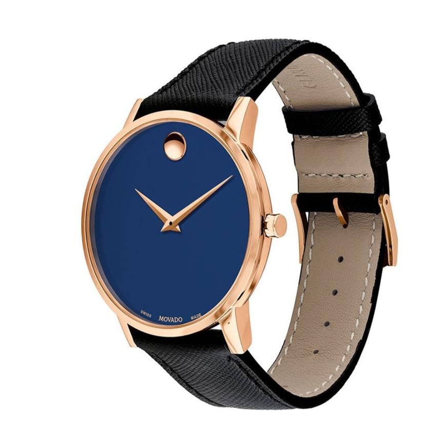 Movado Museum Sport Blue Dial Black Leather Strap Watch for Men - 0607266 Buy Now By Movado