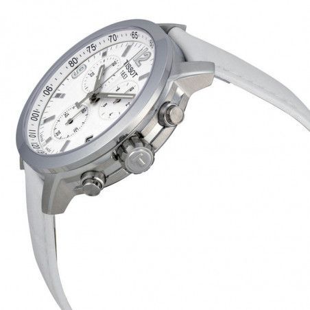 Tissot PRC 200 Chronograph White Dial White Leather Strap Watch For Men - T055.417.16.017.00 Buy Now By Tissot