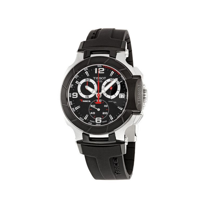 Tissot T Race Chronograph Black Dial Black Rubber Strap Watch for Men - T048.417.27.057.00 Buy Now By Tissot