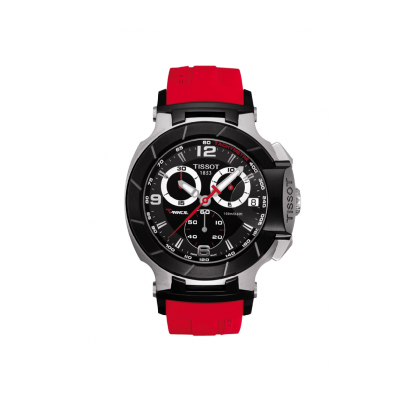 Tissot T Race Chronograph Black Dial Red Rubber Strap Watch for Men - T048.417.27.057.01 Buy Now By Tissot