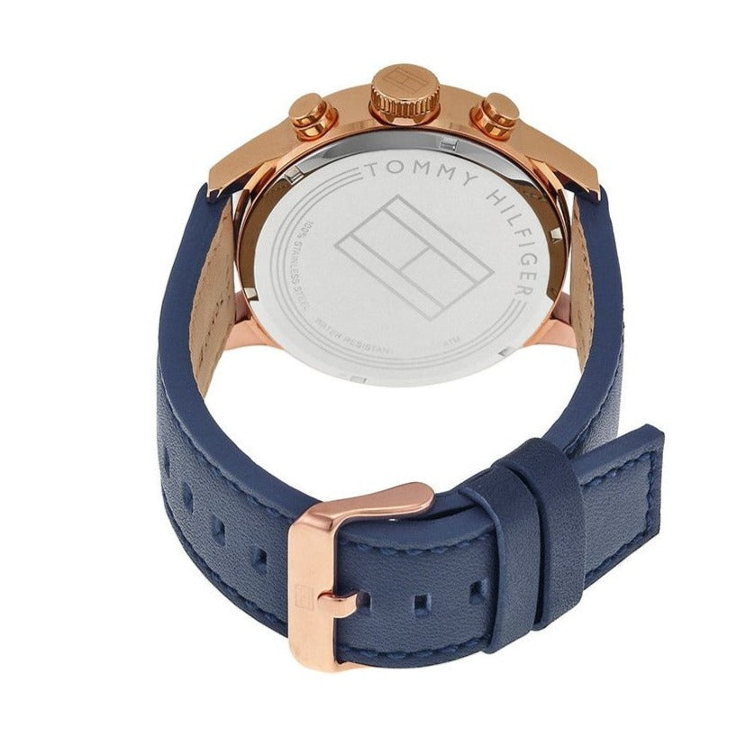 Tommy Hilfiger Trent Quartz White Dial Blue Leather Strap Watch for Men - 1791139 Buy Now By Tommy Hilfiger