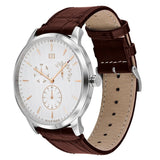 Tommy Hilfiger Brad Chronograph White Dial Brown Leather Strap Watch For Men - 1710389 Buy Now By Tommy Hilfiger