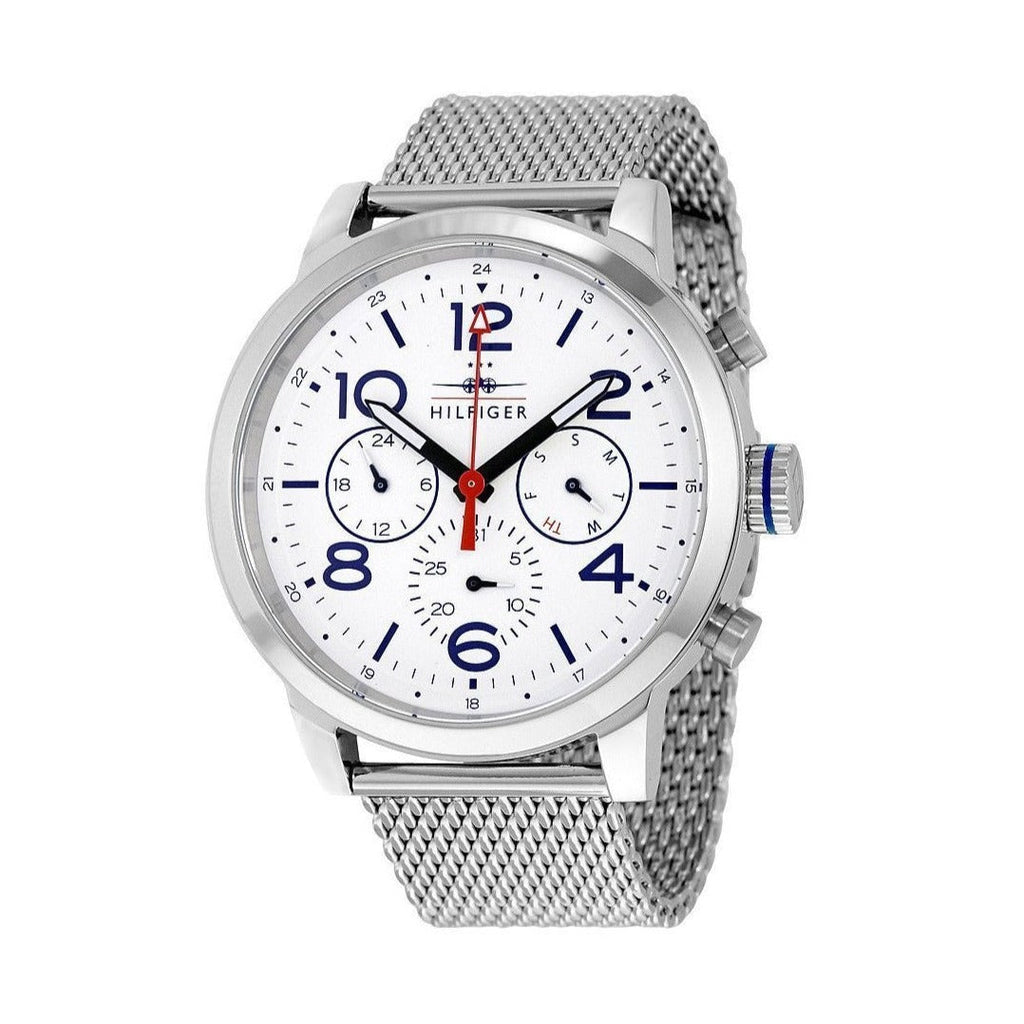 Tommy Hilfiger Jake Quartz White Dial Silver Mesh Bracelet Watch for Men - 1791233 Buy Now By Tommy Hilfiger