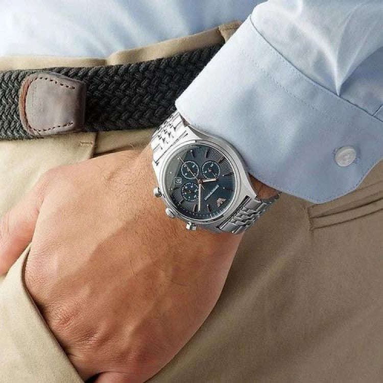 Emporio Armani Luigi Chronograph Quartz Blue Dial Silver Steel Strap Watch For Men - AR1974 Buy Now By Emporio Armani